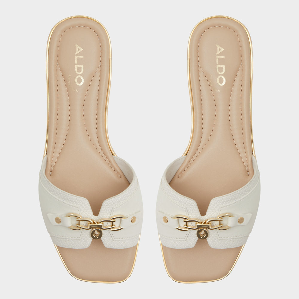 Alamassi Open White Women's Flats - Slide sandal