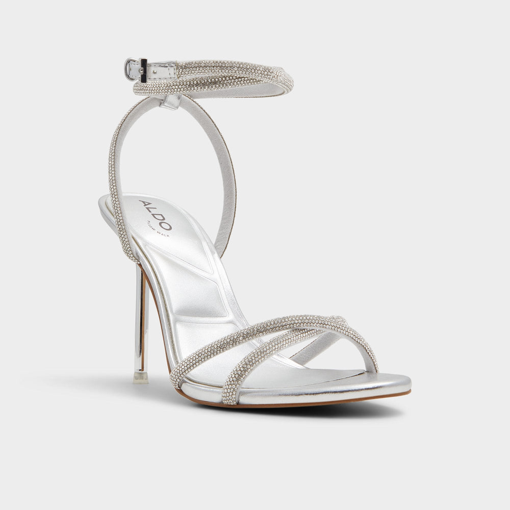 Manaelden Silver Women's Heeled sandals - Strappy heeled sandal Stiletto heel