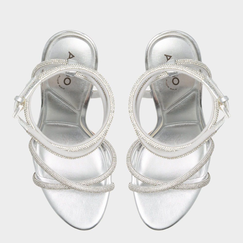 Manaelden Silver Women's Heeled sandals - Strappy heeled sandal Stiletto heel