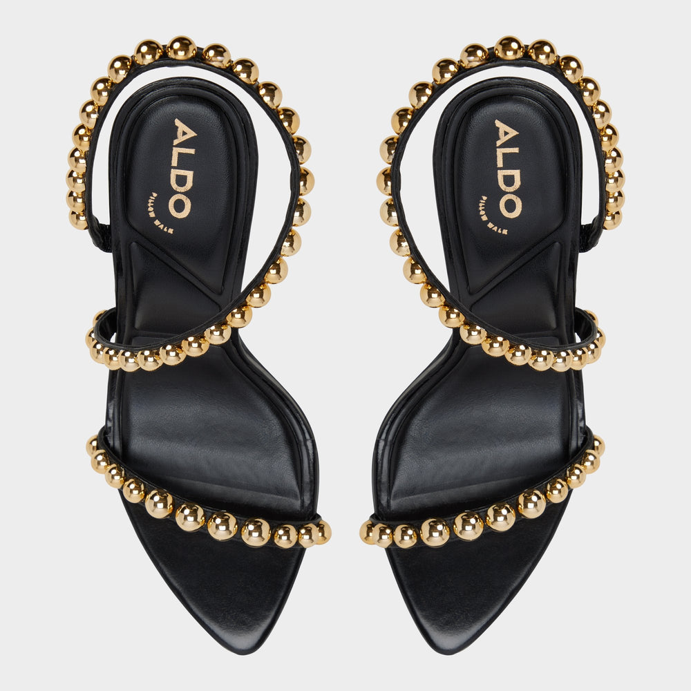 Attey in Black - Strappy heeled sandal Stiletto heel