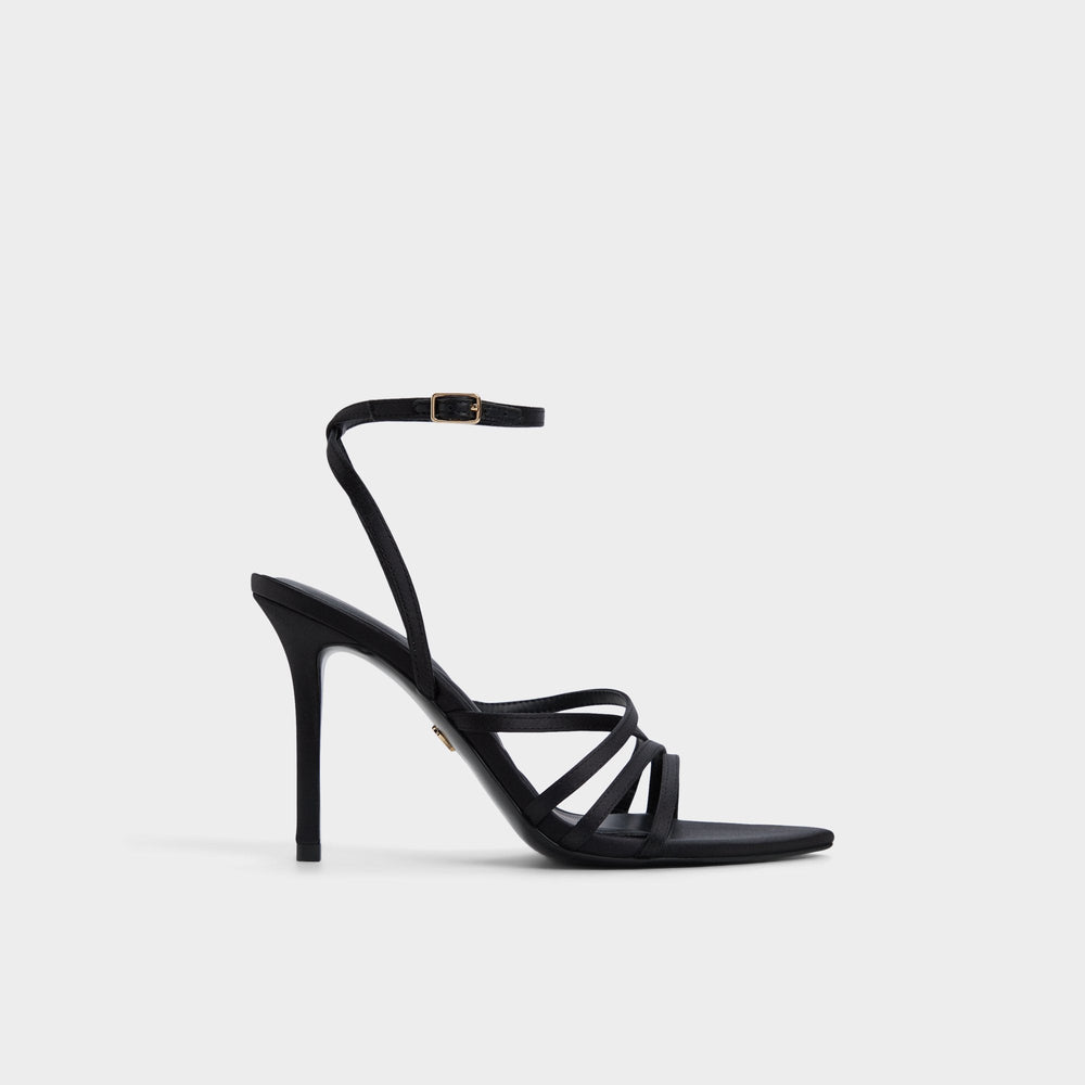 Solania Black Women's Strappy sandals - Strappy heeled sandal Stiletto heel