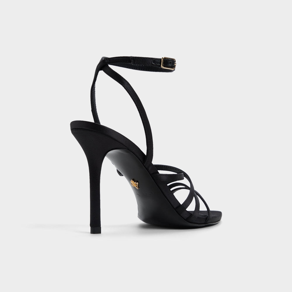 Solania Black Women's Strappy sandals - Strappy heeled sandal Stiletto heel