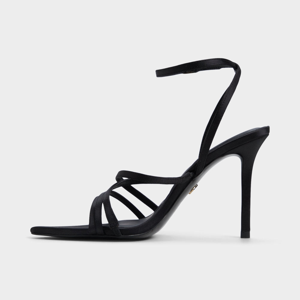 Solania Black Women's Strappy sandals - Strappy heeled sandal Stiletto heel
