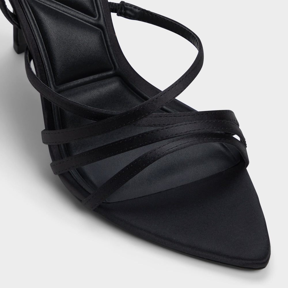 Solania Black Women's Strappy sandals - Strappy heeled sandal Stiletto heel
