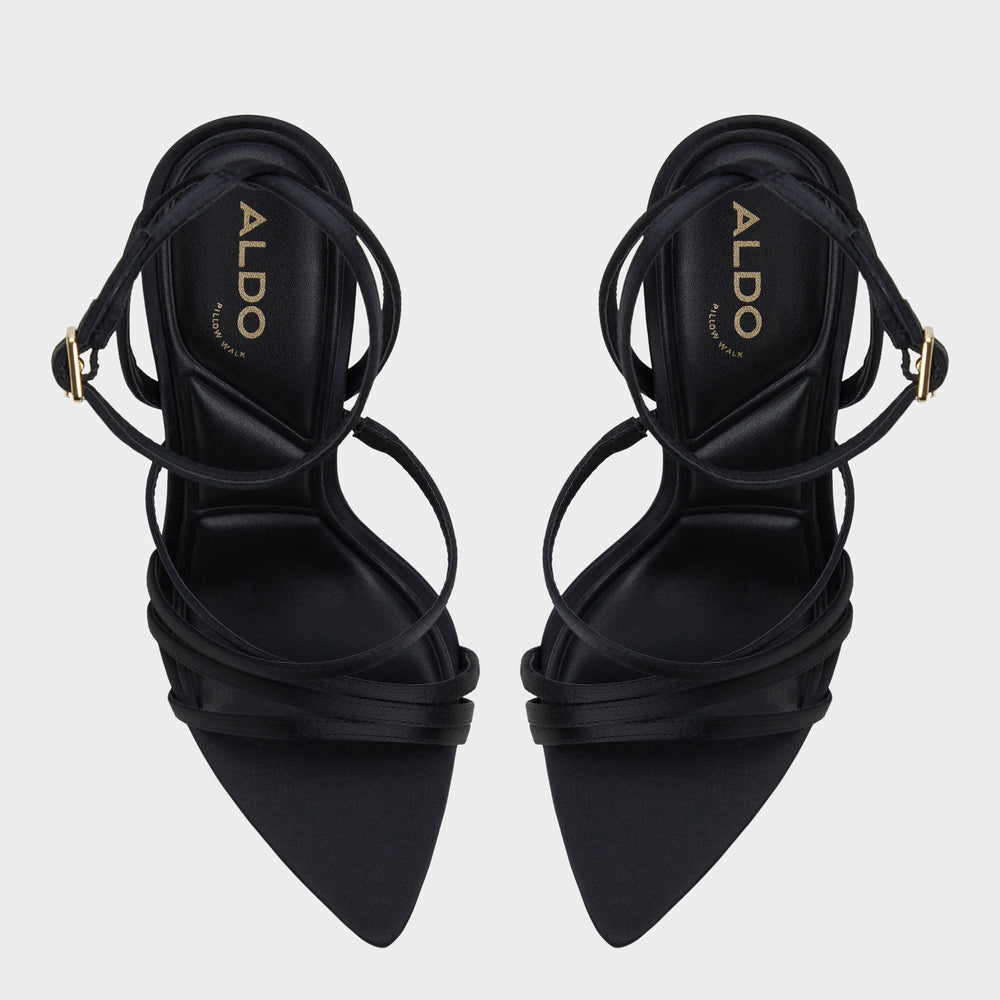 Solania Black Women's Strappy sandals - Strappy heeled sandal Stiletto heel