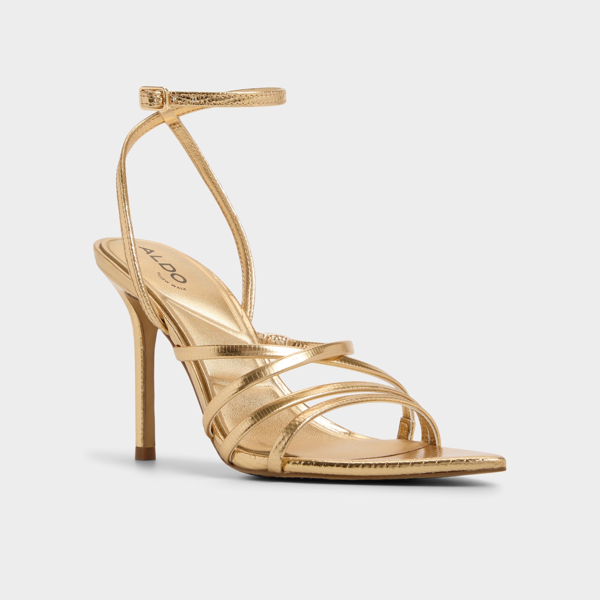 Stiletto heel Solania Gold Women's Heeled sandals - Strappy heeled sandal