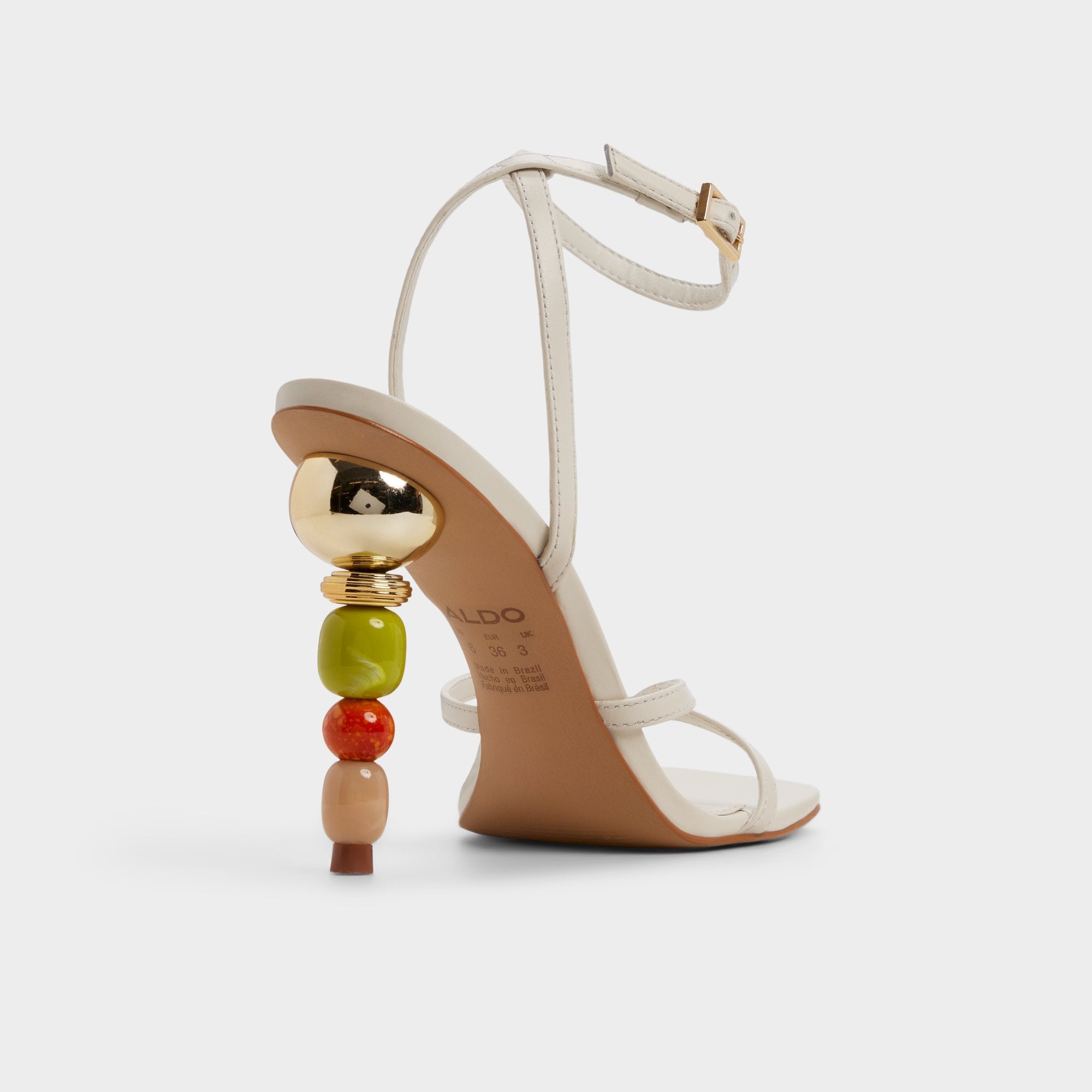 Beachglass in White Bone - Strappy heeled sandal