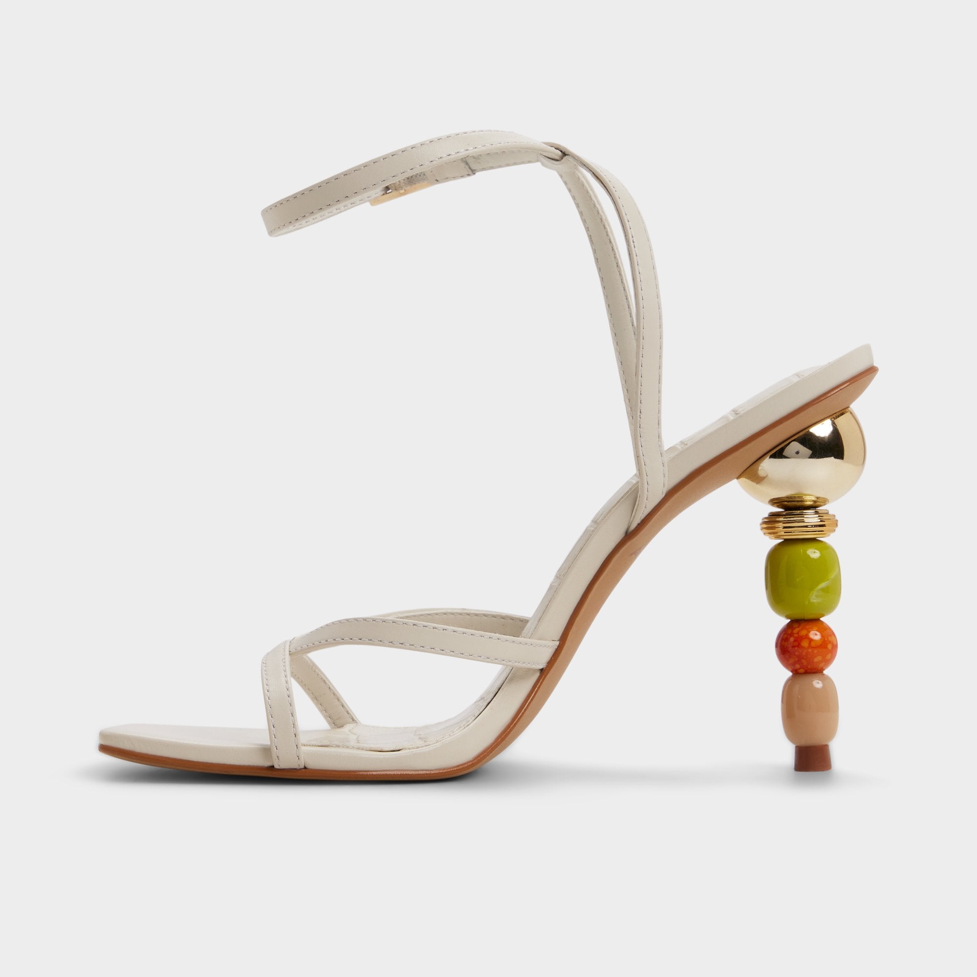 Beachglass in White Bone - Strappy heeled sandal