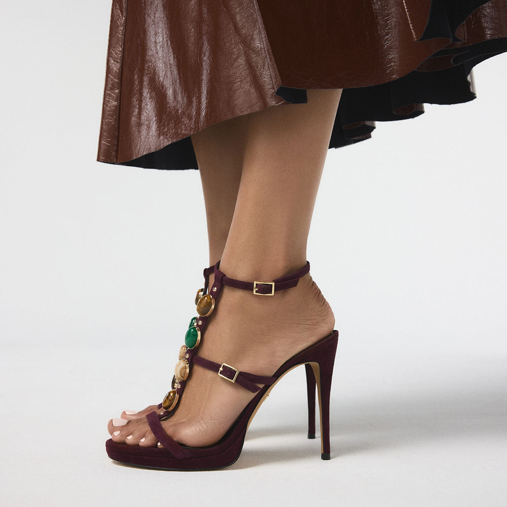 Opalia in Bordo - Strappy heeled sandal Platform