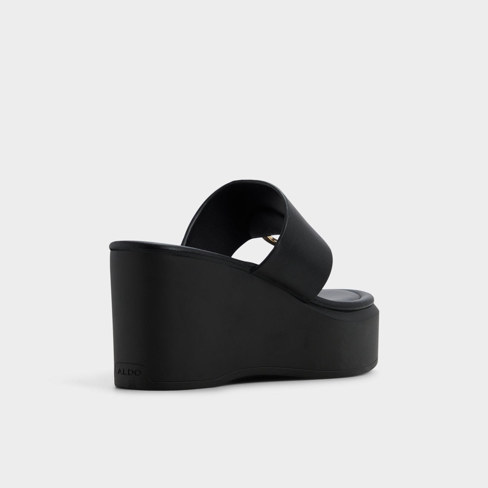 Friegan in Black - Slide sandal Wedge heel