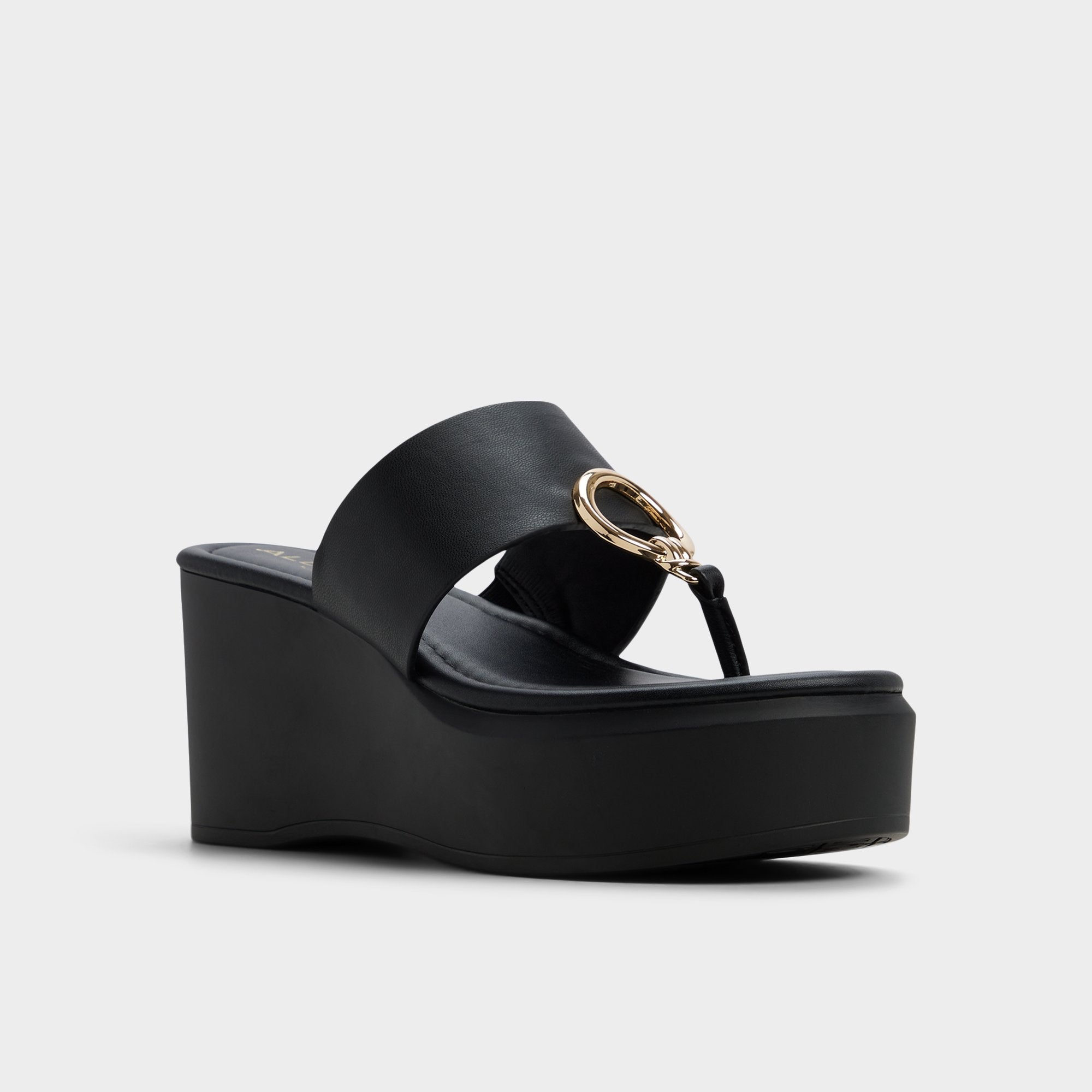 Friegan in Black - Slide sandal Wedge heel