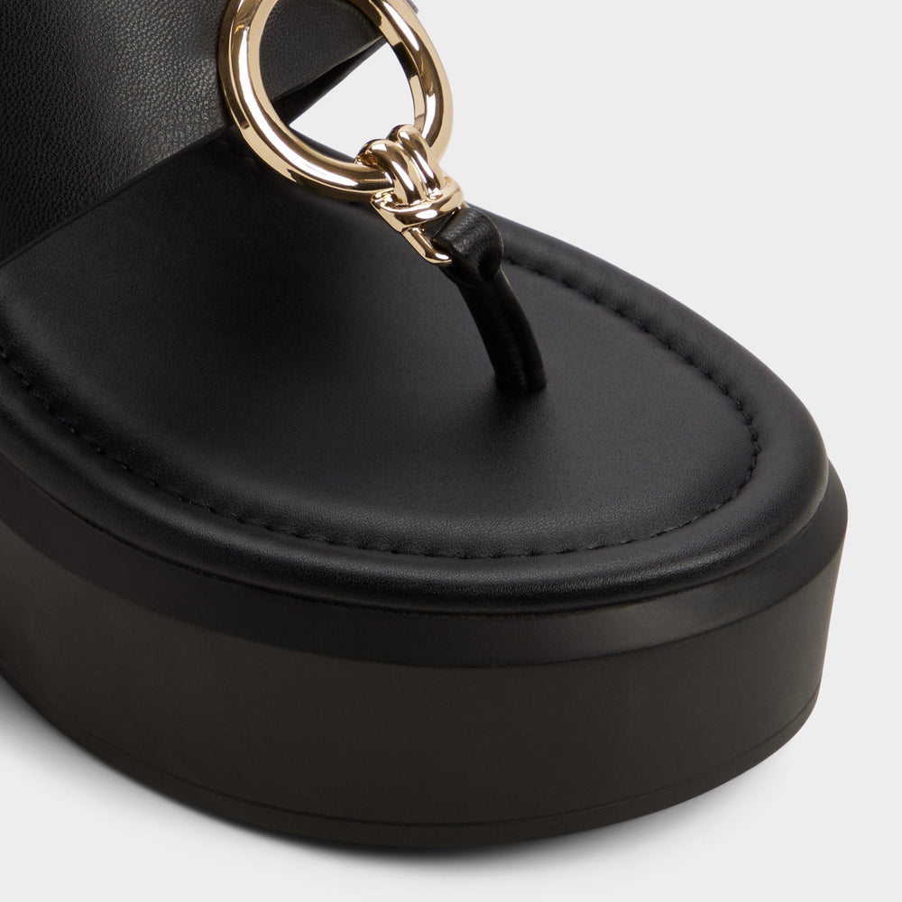 Friegan in Black - Slide sandal Wedge heel