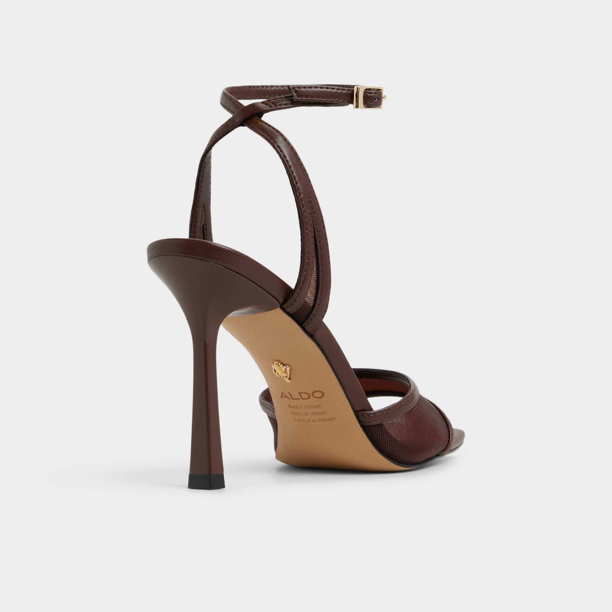 Sharra in Dark Brown - Strappy heeled sandal Stiletto heel
