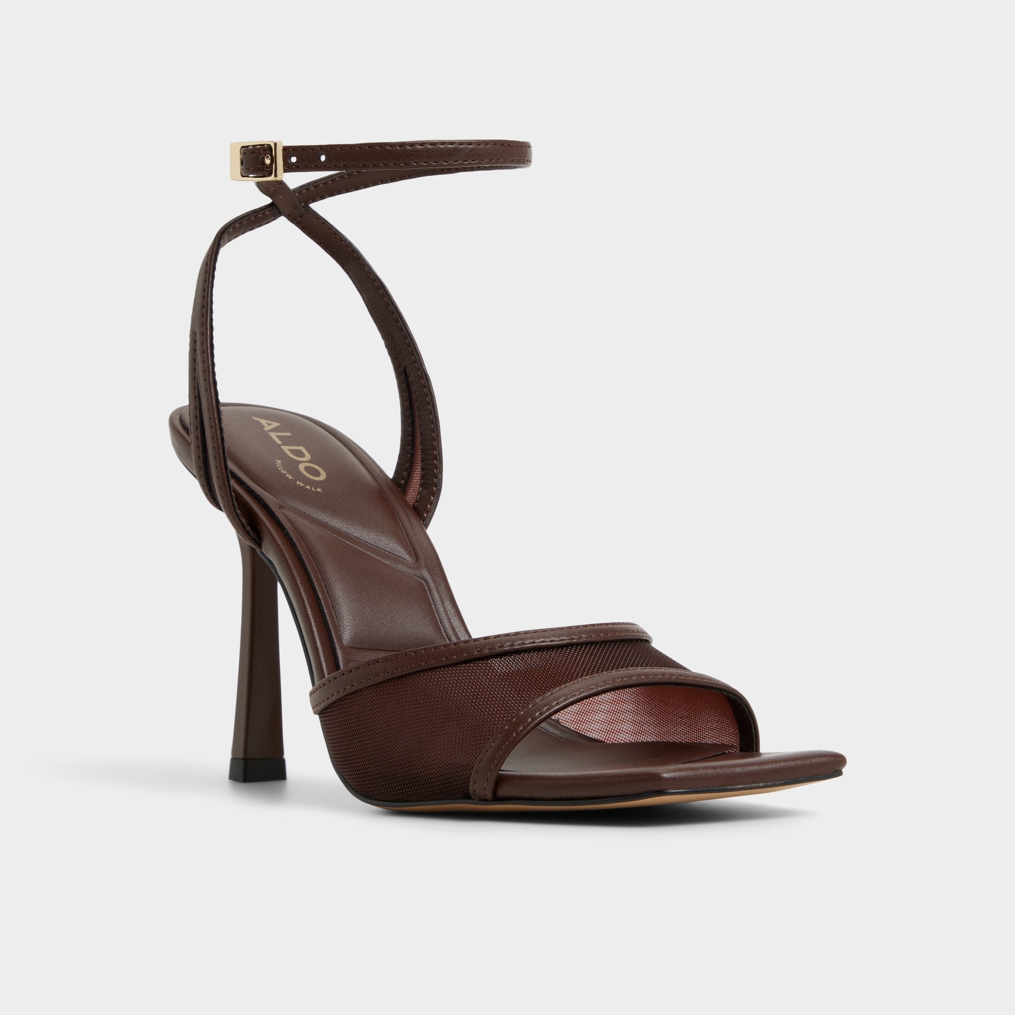 Sharra in Dark Brown - Strappy heeled sandal Stiletto heel