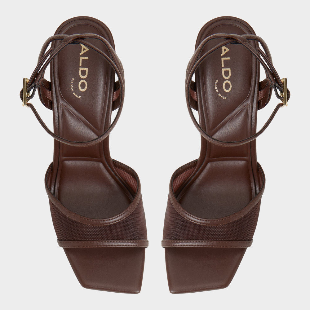 Sharra in Dark Brown - Strappy heeled sandal Stiletto heel