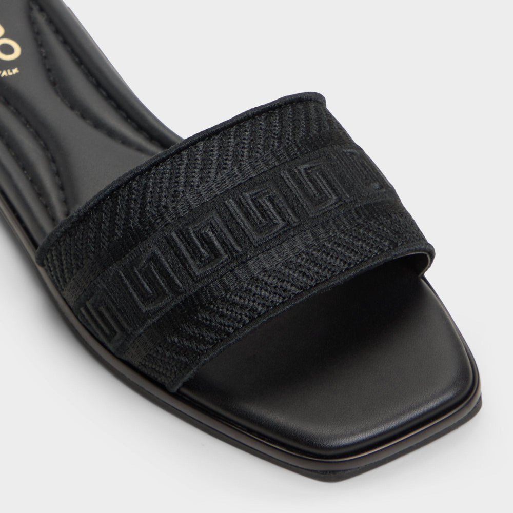Oceania Black Women's Flats - Slide sandal
