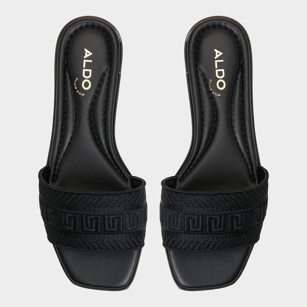 Oceania Black Women's Flats - Slide sandal