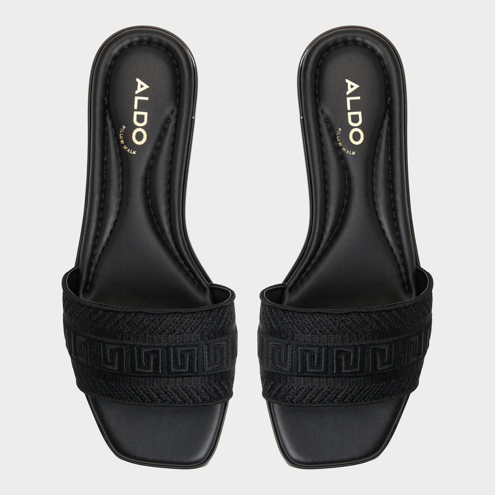 Oceania Black Women's Flats - Slide sandal