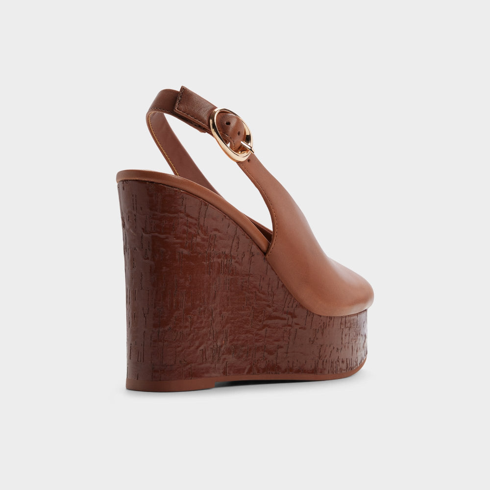 Wedge heel Tatianah in Dark Brown - Sling back heeled sandal