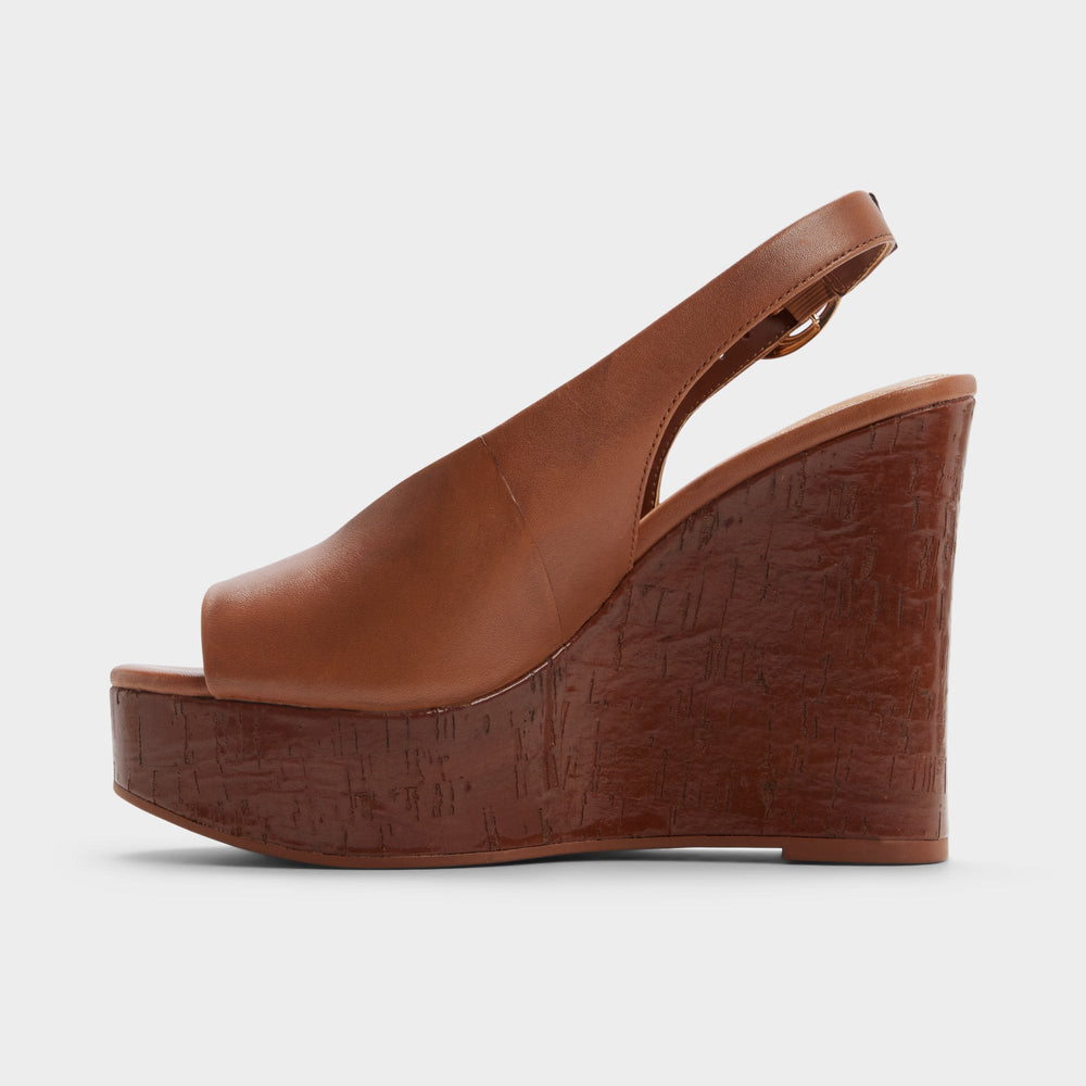 Wedge heel Tatianah in Dark Brown - Sling back heeled sandal