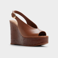 Wedge heel Tatianah in Dark Brown - Sling back heeled sandal
