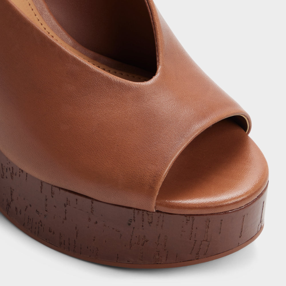 Wedge heel Tatianah in Dark Brown - Sling back heeled sandal