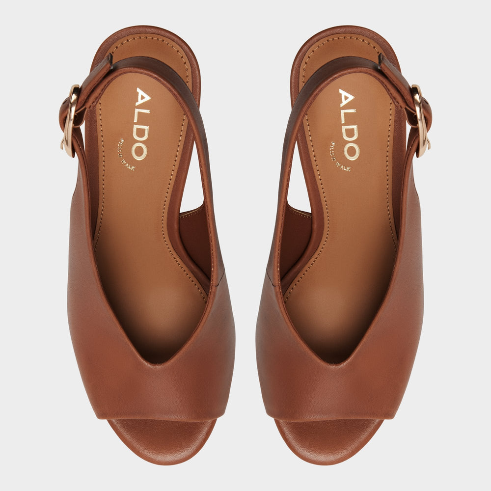 Wedge heel Tatianah in Dark Brown - Sling back heeled sandal