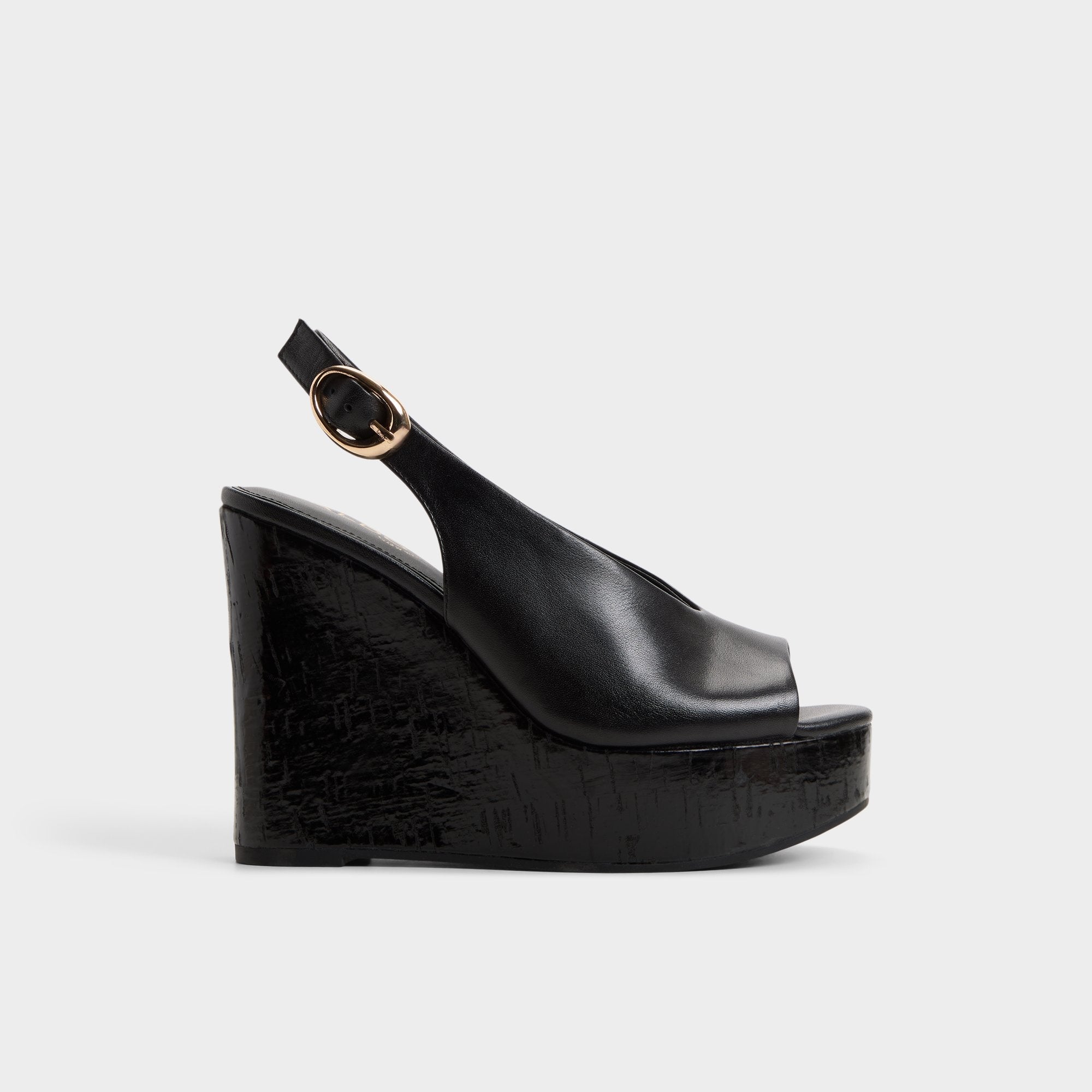 Tatianah in Black - Sling back heeled sandal Wedge heel