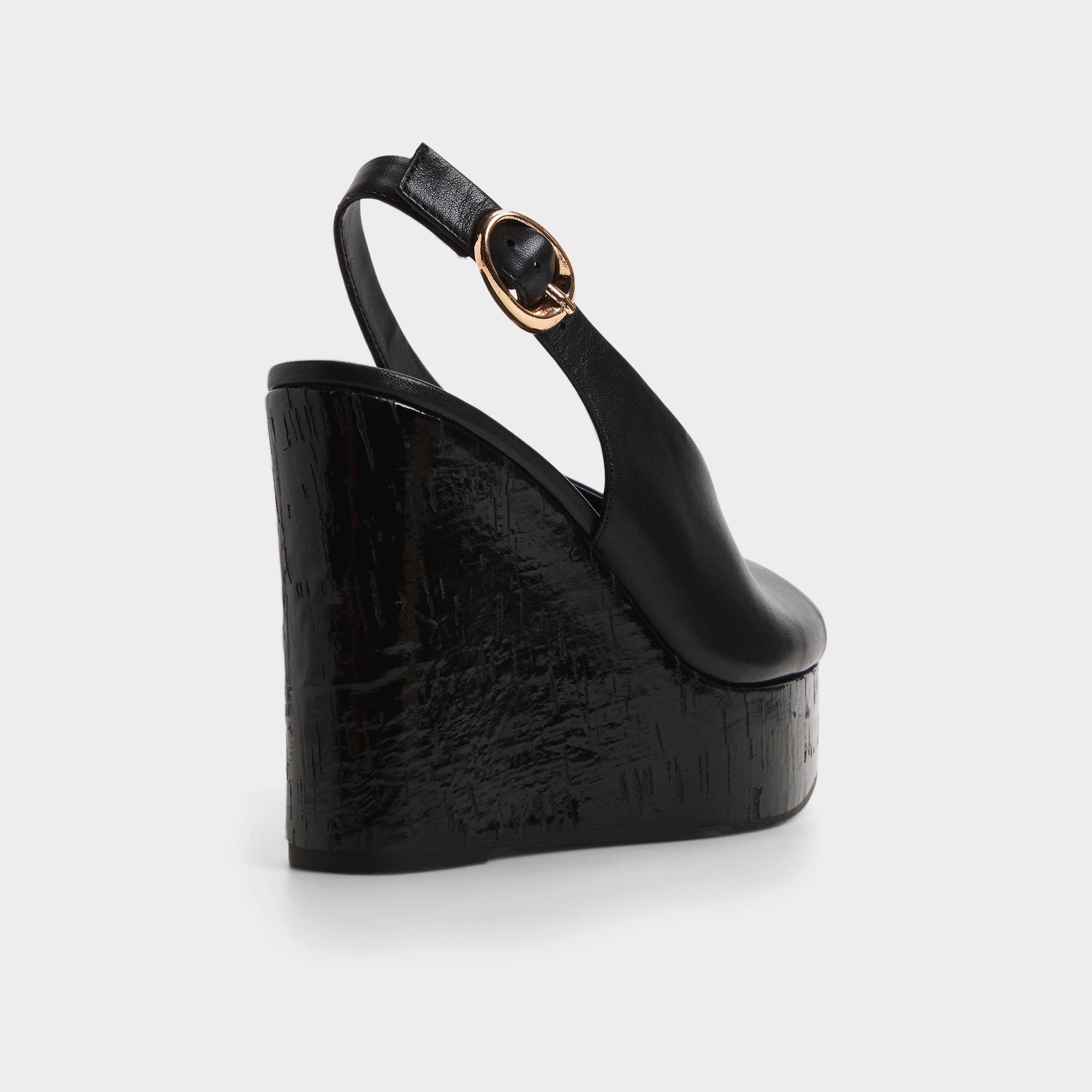 Tatianah in Black - Sling back heeled sandal Wedge heel
