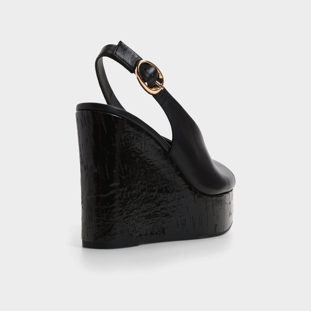 Tatianah in Black - Sling back heeled sandal Wedge heel