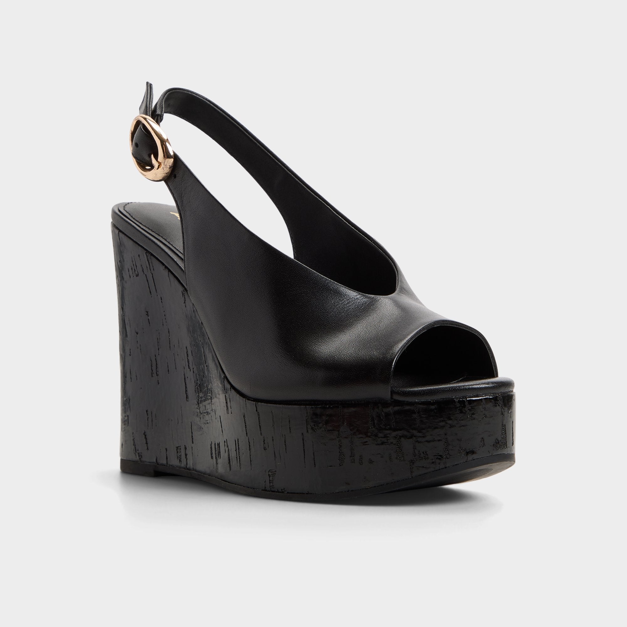Tatianah in Black - Sling back heeled sandal Wedge heel