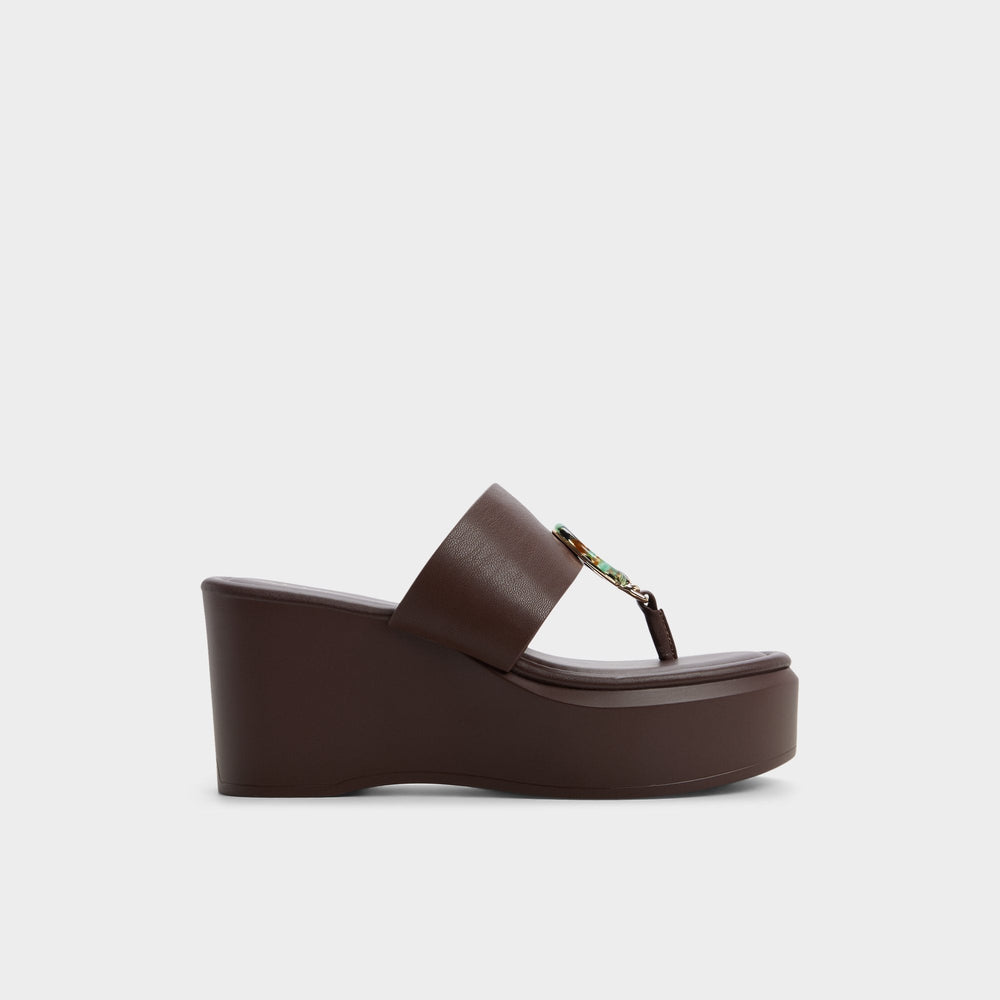 Wedge heel Friegan in Dark Brown - Slide sandal