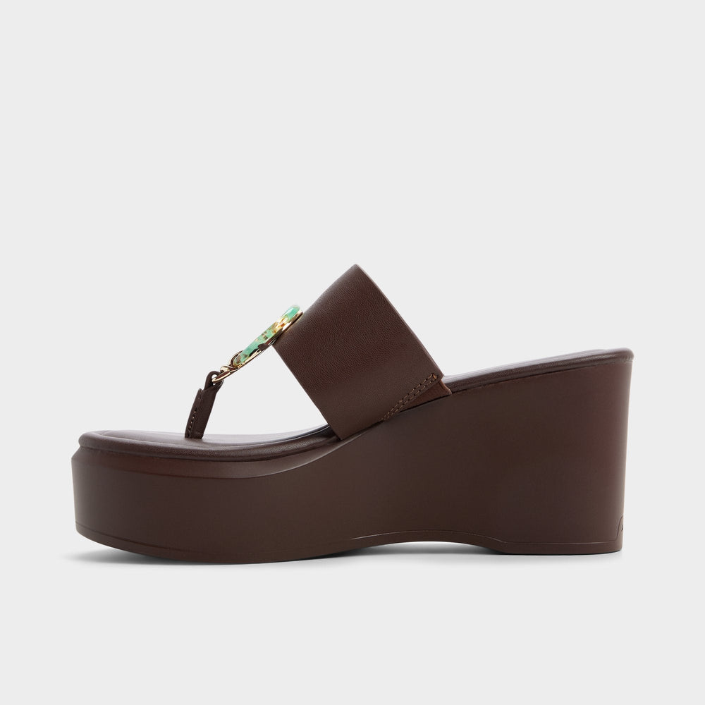 Wedge heel Friegan in Dark Brown - Slide sandal