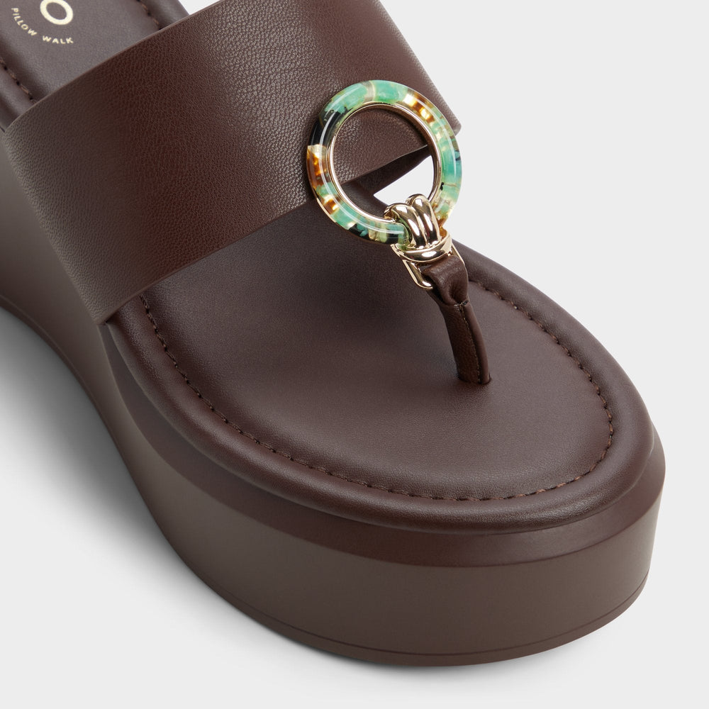 Wedge heel Friegan in Dark Brown - Slide sandal