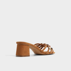Block heel Jemstone in Medium Brown - Strappy heeled sandal