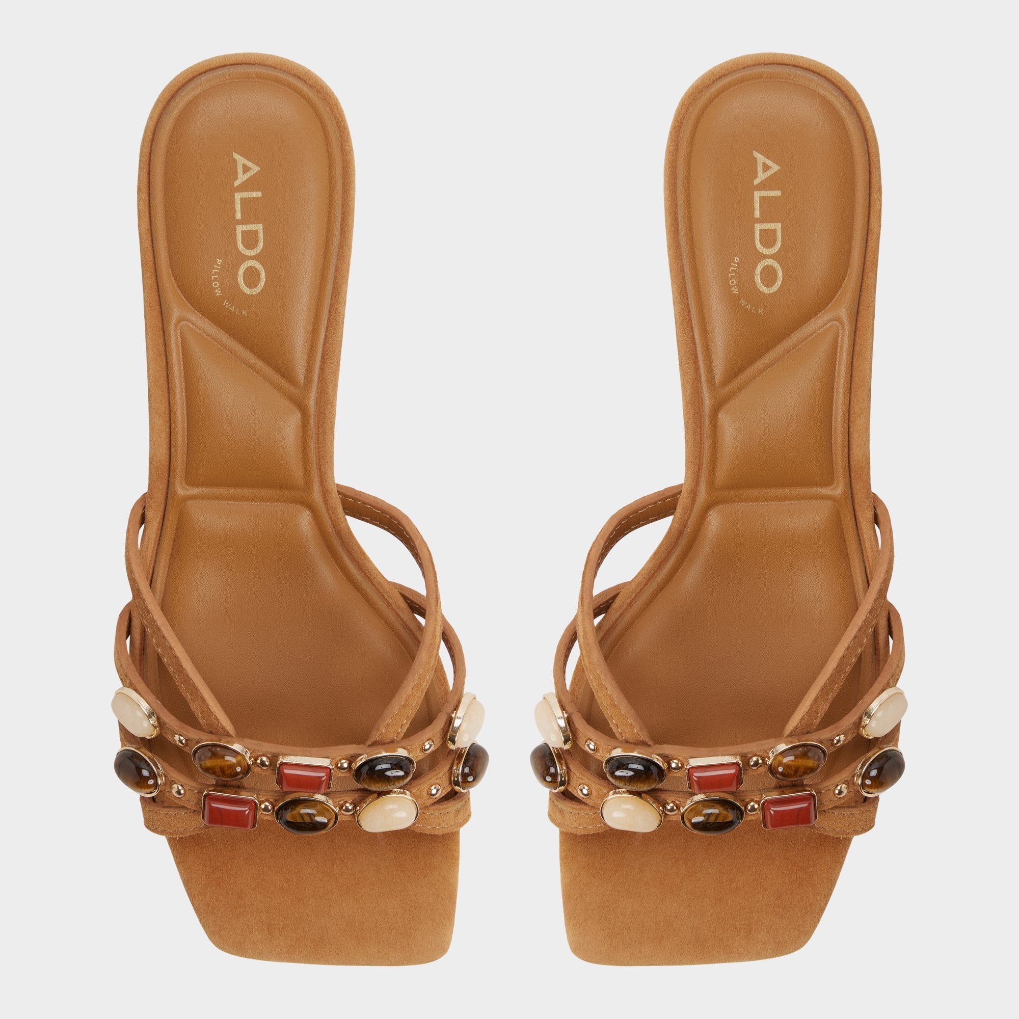 Block heel Jemstone in Medium Brown - Strappy heeled sandal