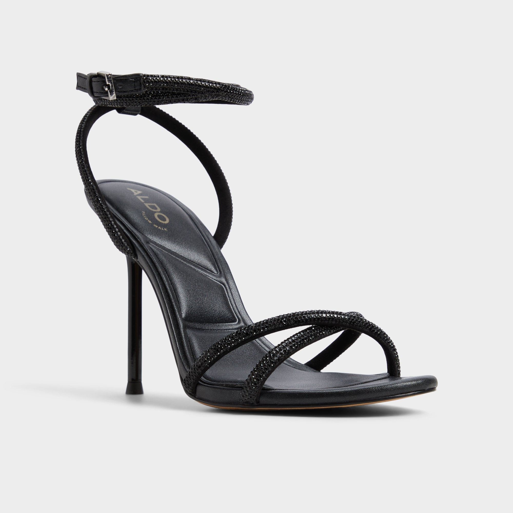 Manaelden Black Women's Strappy sandals - Strappy heeled sandal Stiletto heel