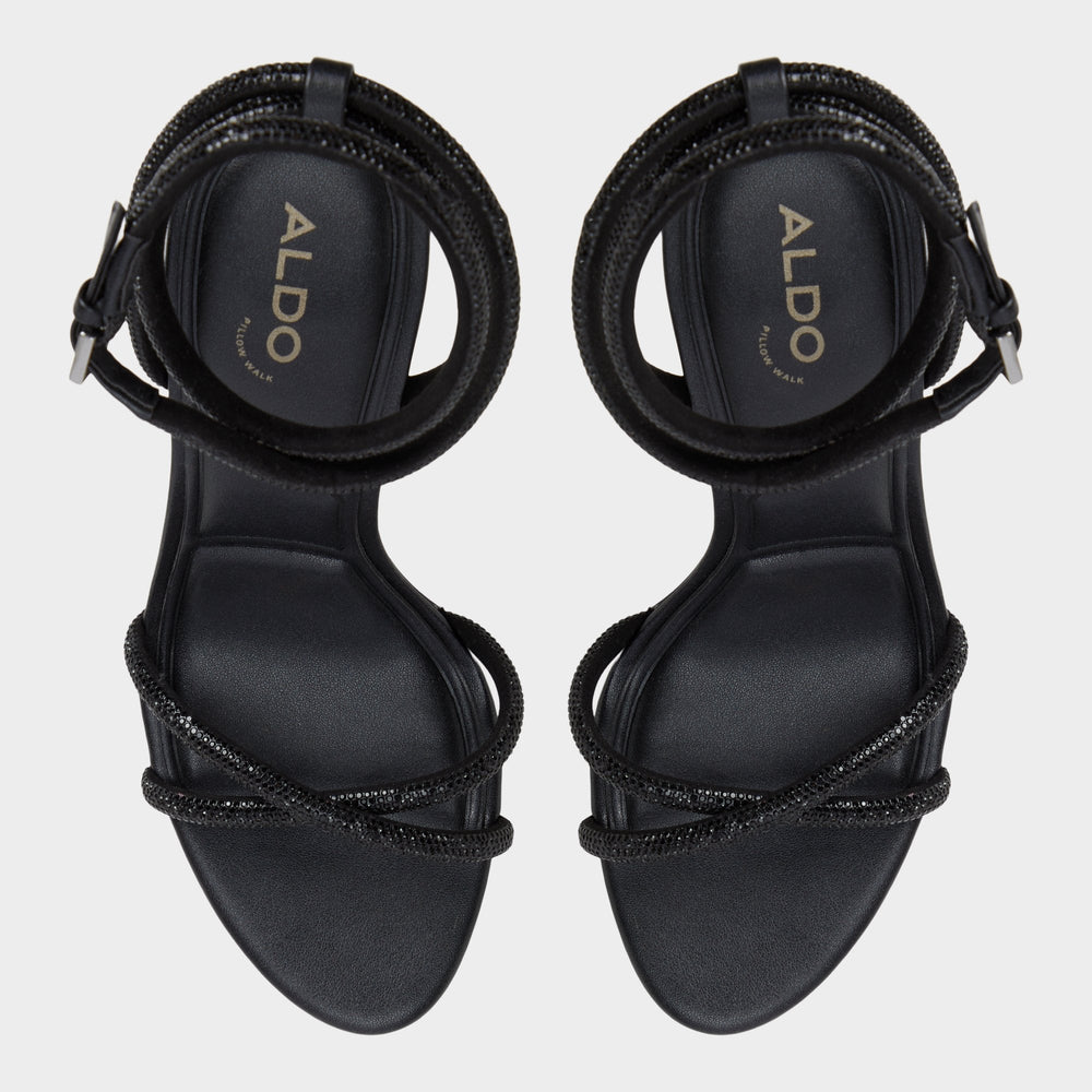 Manaelden Black Women's Strappy sandals - Strappy heeled sandal Stiletto heel