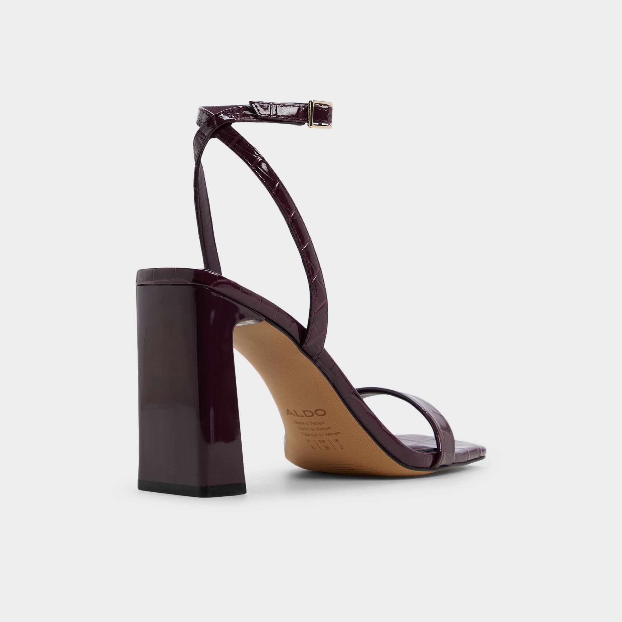 Block heel Azzira in Bordo - Strappy heeled sandal