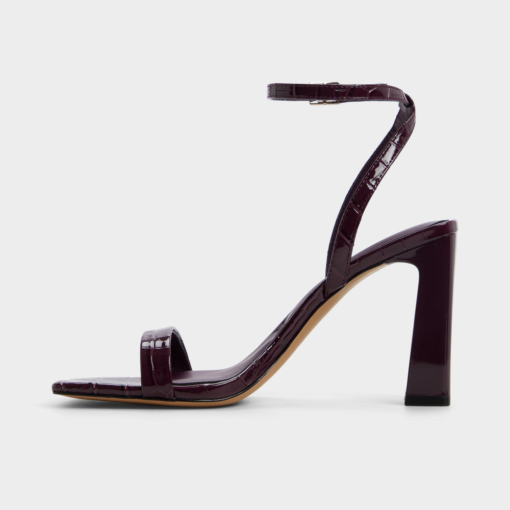 Block heel Azzira in Bordo - Strappy heeled sandal
