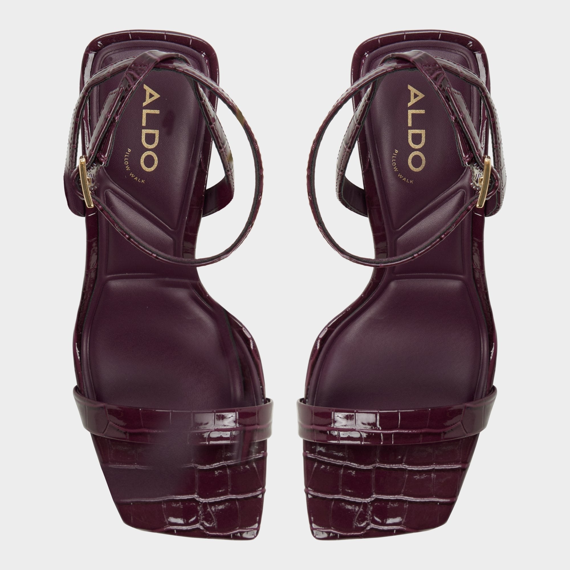 Block heel Azzira in Bordo - Strappy heeled sandal
