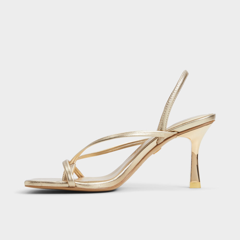 Riva Gold Women's Strappy sandals - Sling back heeled sandal Stiletto heel