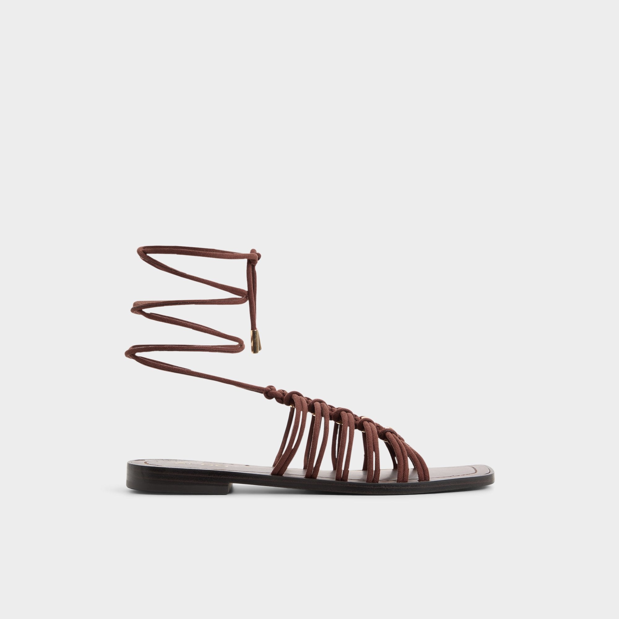 Unoma in Dark Brown - Strappy flat sandal