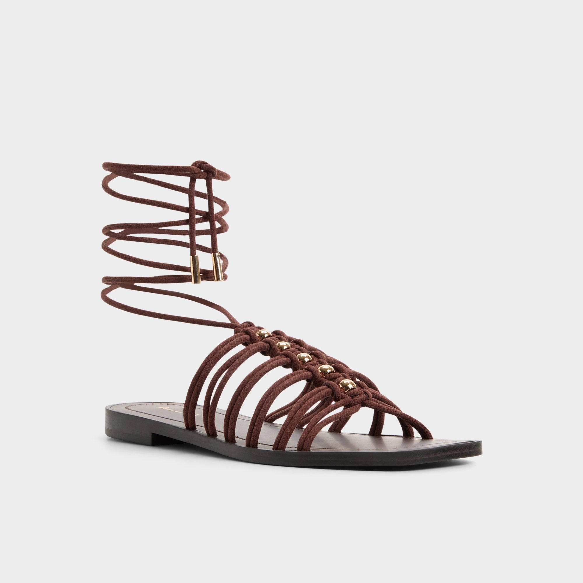 Unoma in Dark Brown - Strappy flat sandal