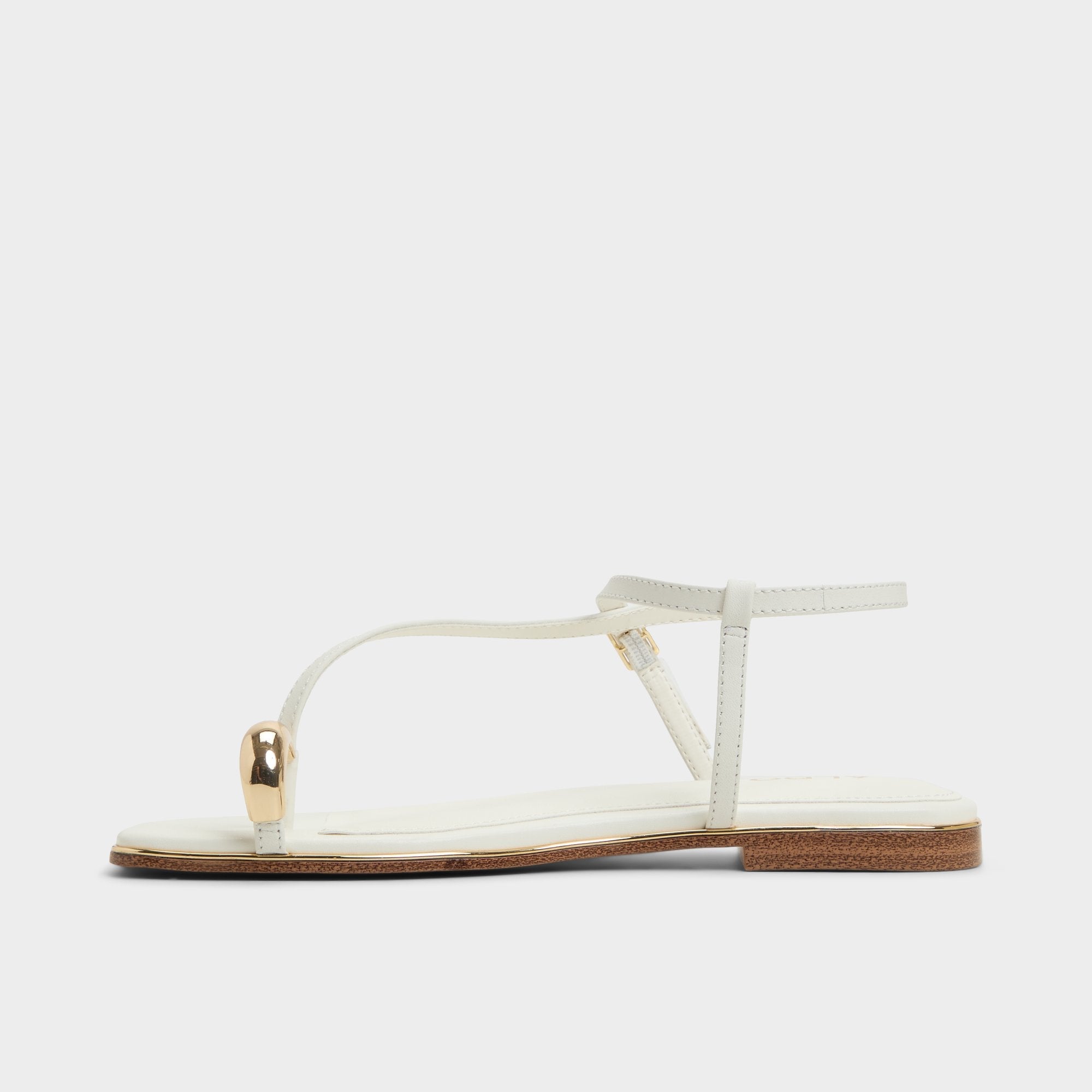 Jomalina White Women's Flats - Strappy flat sandal