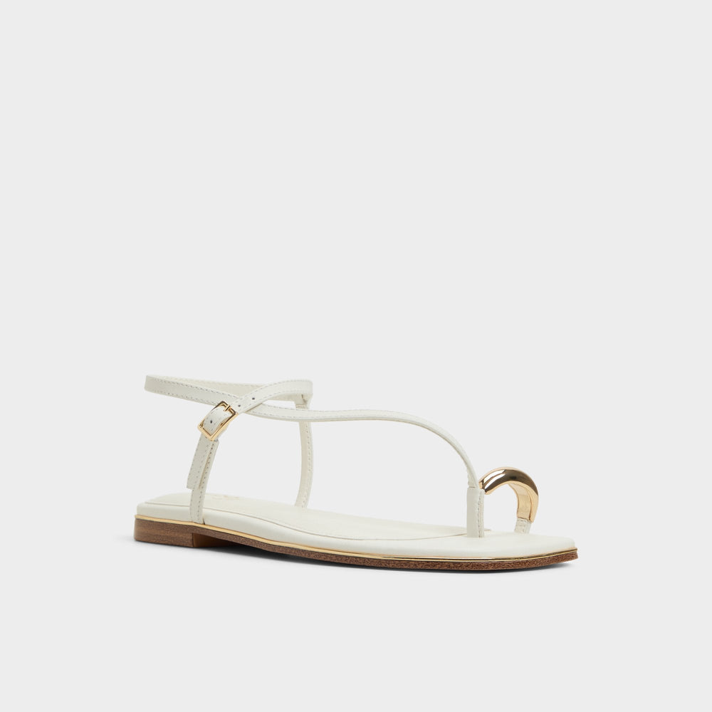 Jomalina White Women's Flats - Strappy flat sandal