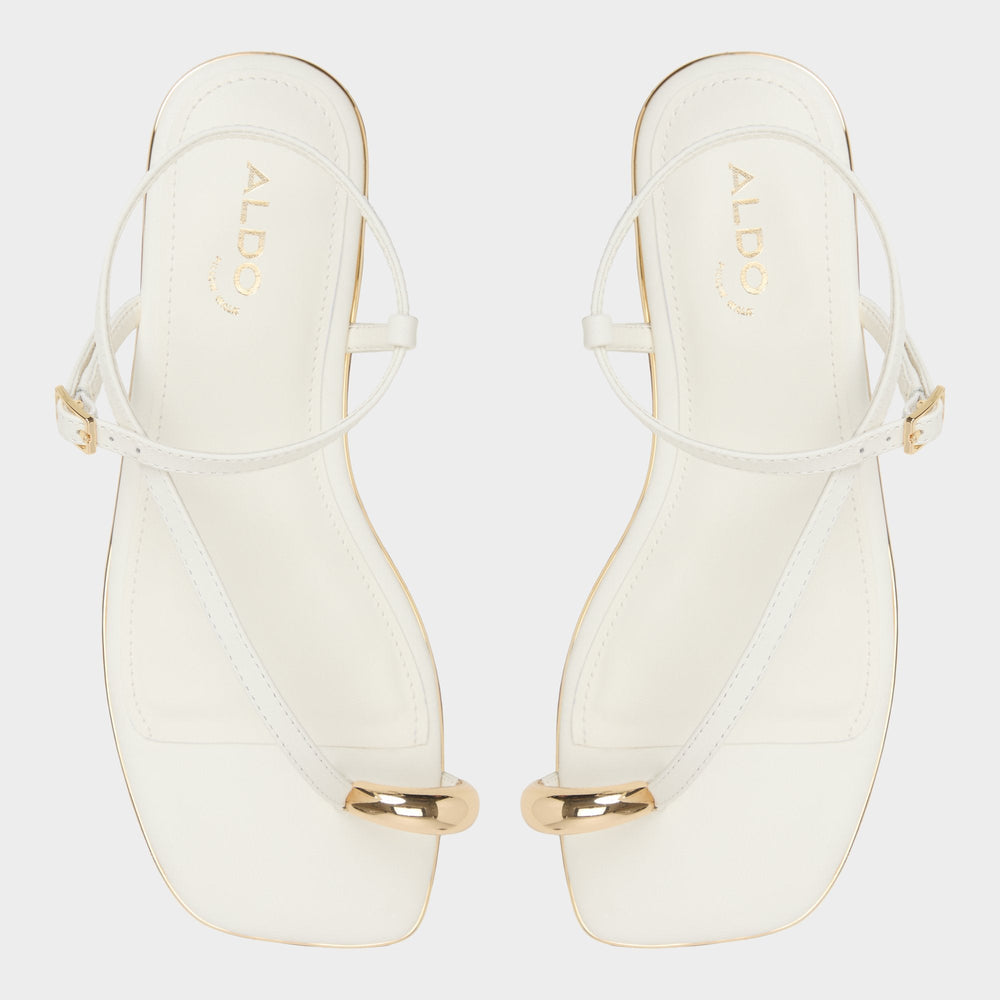 Jomalina White Women's Flats - Strappy flat sandal