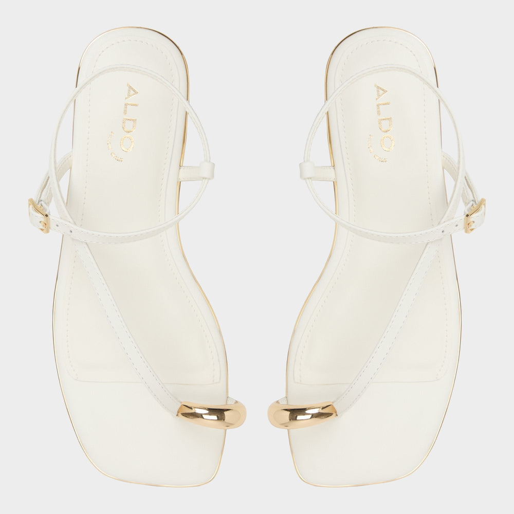 Jomalina White Women's Flats - Strappy flat sandal