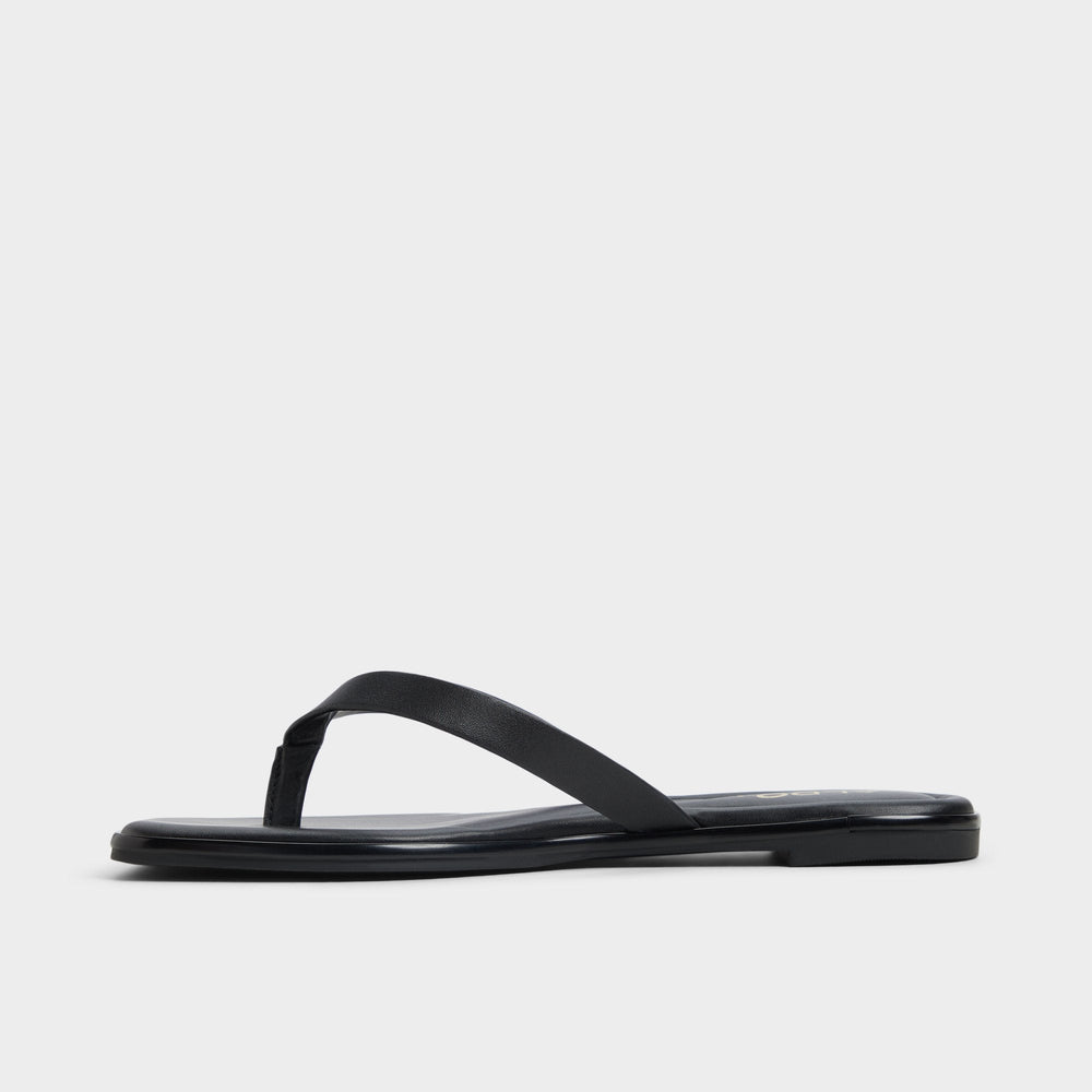 Theao Black Women's Flats - Flip flop