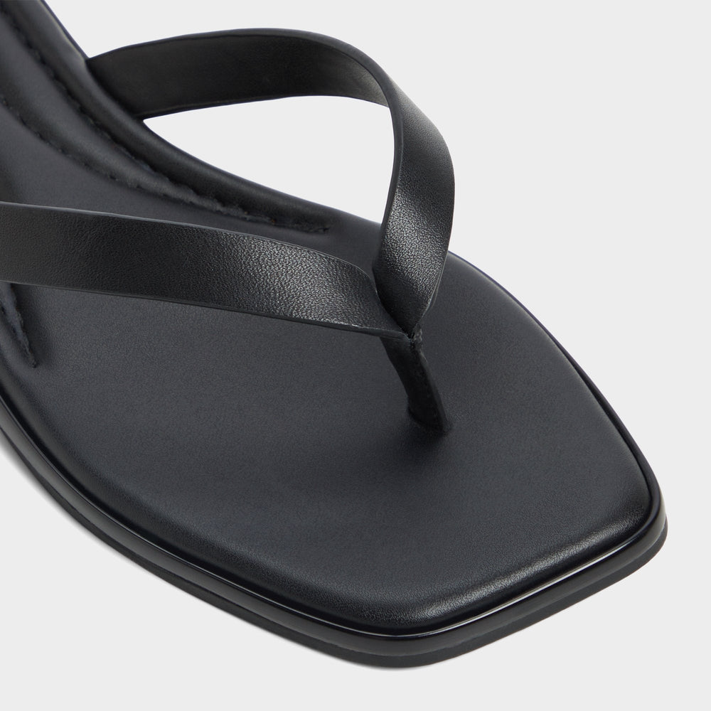 Theao Black Women's Flats - Flip flop